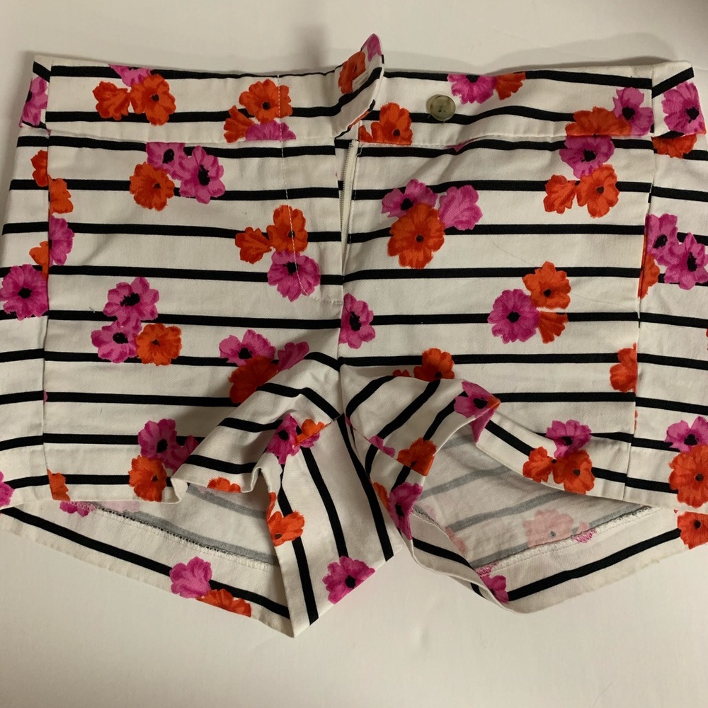 J. Crew Striped Floral Print Chino Shorts Size 2.